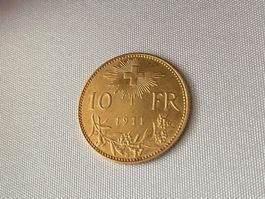 10 Franken Goldvreneli 1911  - Stgl.  -  0.1 Mio.