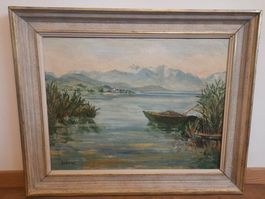 Originales See-Gemälde, R. Weber signiert, mit Rahmen