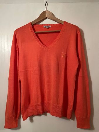 Pullover Crossways orange V-Ausschnitt Grösse M, Baumwolle