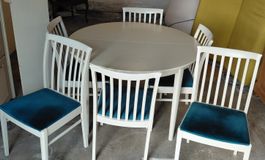 CARL MALMSTEN Massiv Holz ausziehbar Tisch mit 6 Stühle