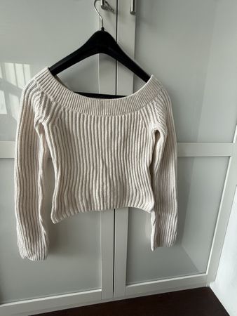 Pull H&M écru en maille côtelée, taille XS, comme neuf