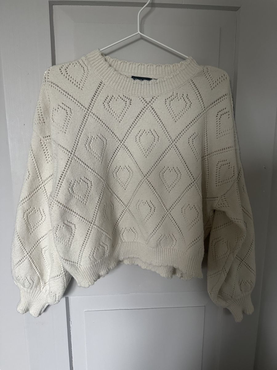 Maglioni & Felpe: Herzchen-Pullover, creme-weiss, Gr. M  – Usato da Zürich venduto da smeiteli