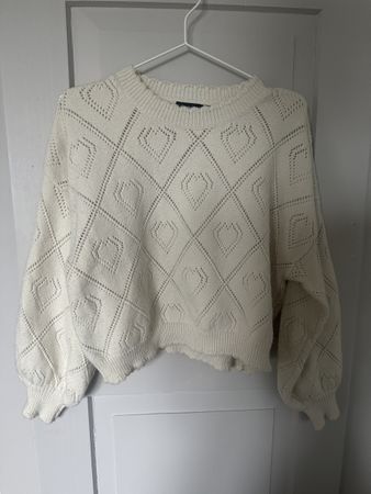 Herzchen-Pullover, creme-weiss, Gr. M 