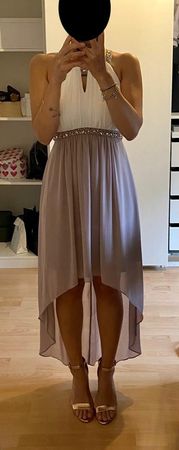 Jake's Bicolor Cocktail Dress – White & Dusty Pink, size 34