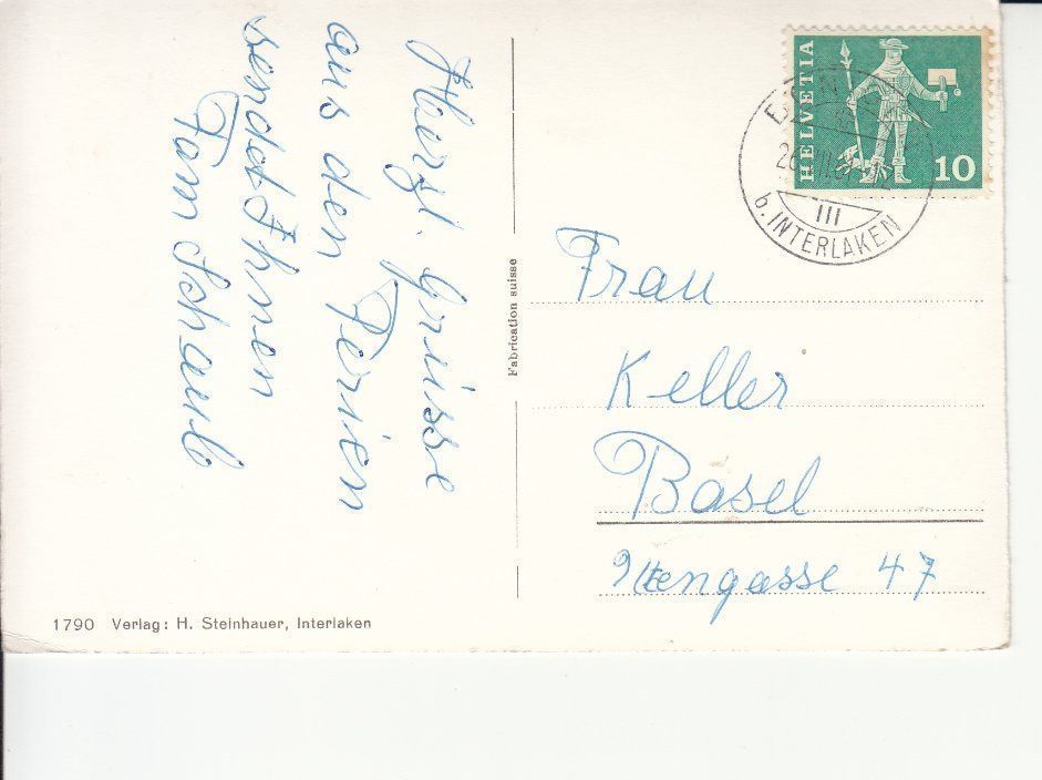 Cartoline postali: Bönigen 1961 – Usato da Bürglen TG venduto da StampGraf 1