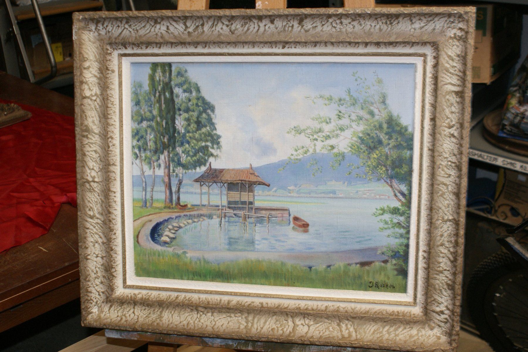 Dipinti: Gemälde J.Rothen See Landschaft – Usato da Buchs AG venduto da schwippschwapp