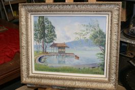 Gemälde J.Rothen See Landschaft