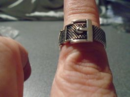 Ring silberfarbig/schwarz, Gürtel, verstellbar