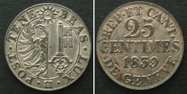 GENEVE / GENF 25 Centimes 1839 Billon ERHALTUNG! unz-