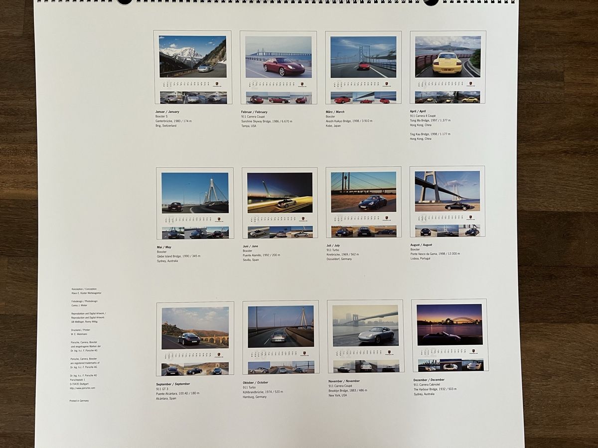 Porsche Calendari: 4 x Porsche Kalender 2000 2002 2005 2010 – Usato da Weesen venduto da Elmax1 2