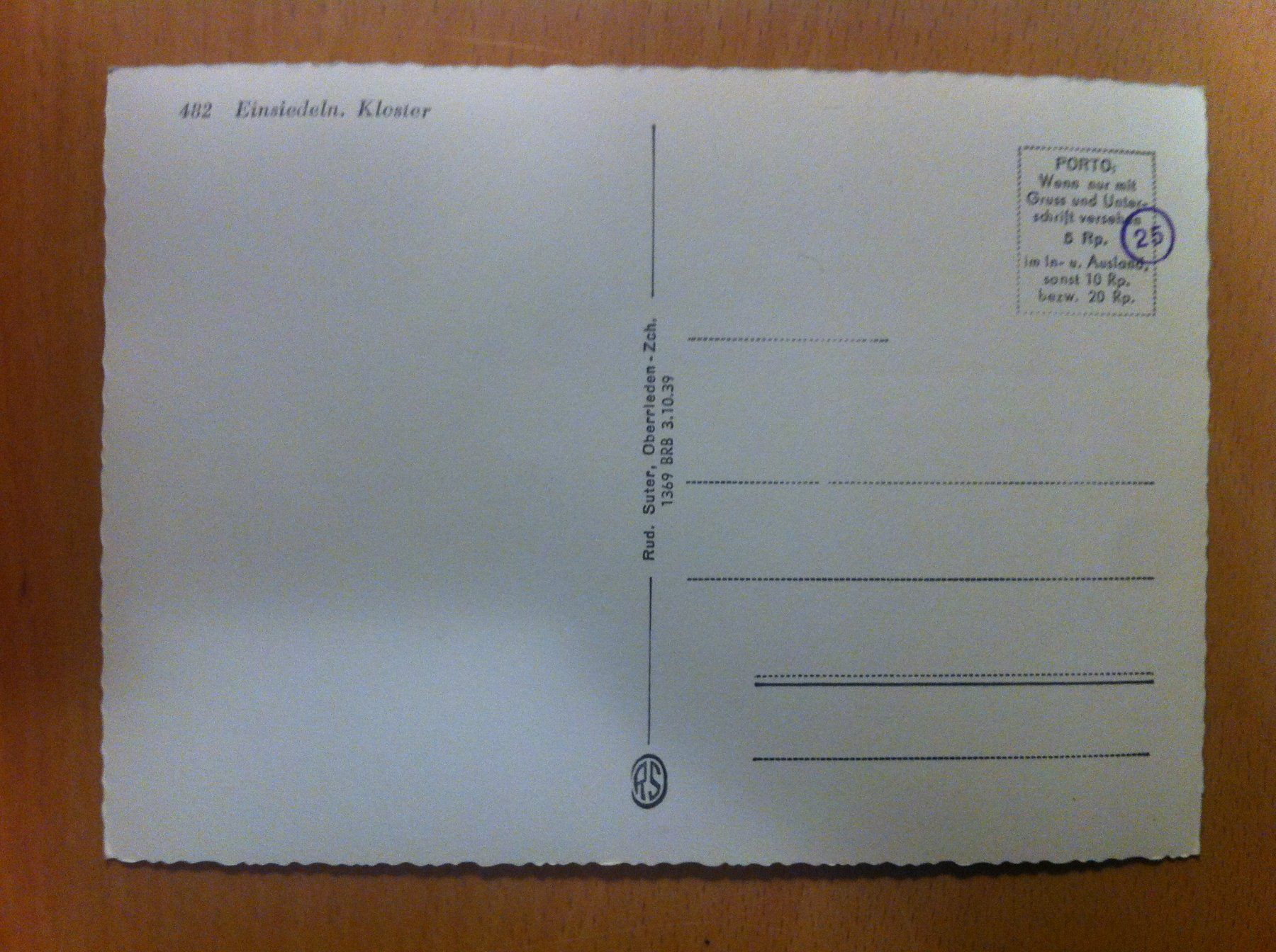 Cartoline postali: 3 Ansichtskarten Kloster Einsiedeln – Usato da Brunnen venduto da Artemis53 1