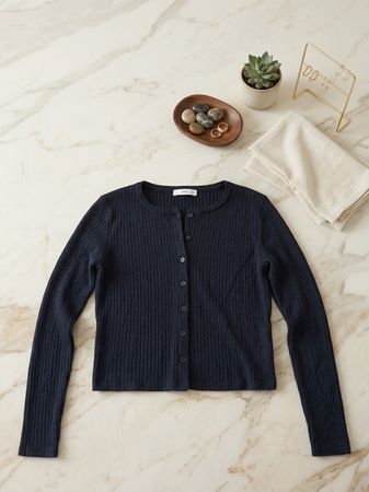Mango Cardigan black ribbed knit like new condition