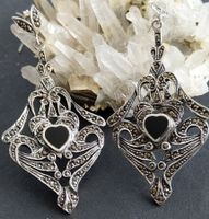 OHRRINGE  925 SILBER MIT HERZ UND MARKASITEN