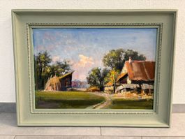 80cm breitx59cm hoch Ölgemälde Bauernhof wunderhübsch