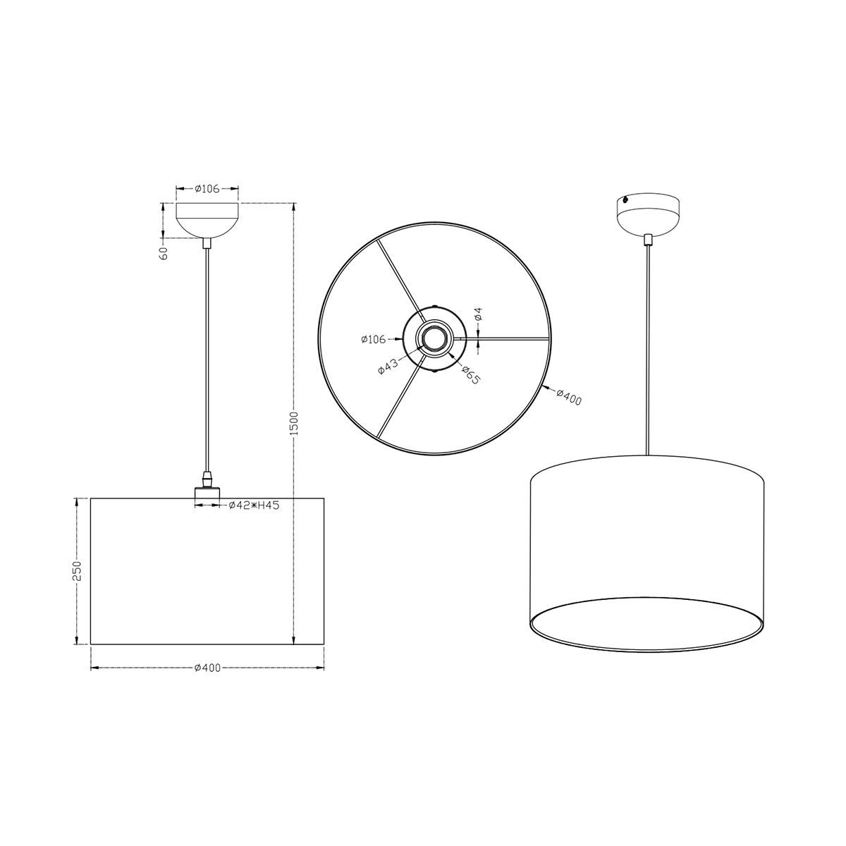 Kronleuchter & Deckenlampen: Pendelleuchte, Rund, Schwarz, 40 cm Ø – Neu (gemäss Beschreibung) aus Kreuzlingen von Smart-Light 3