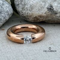 Edelstahlring Roségold vergoldet mit Zirkonia, Gr. 54