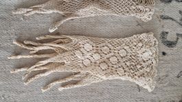 2 Paar vintage Netz Handschuhe, beige Shabby