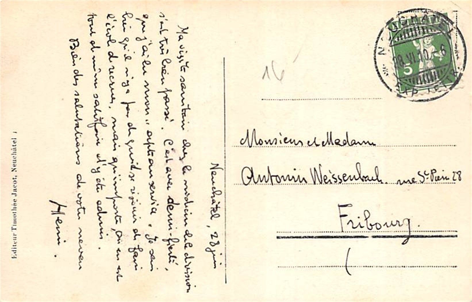 Ansichtskarten: Neuchâtel, Hotel des Postes – Gebraucht aus Ottikon b.Kemptth. von Neptun1974 1