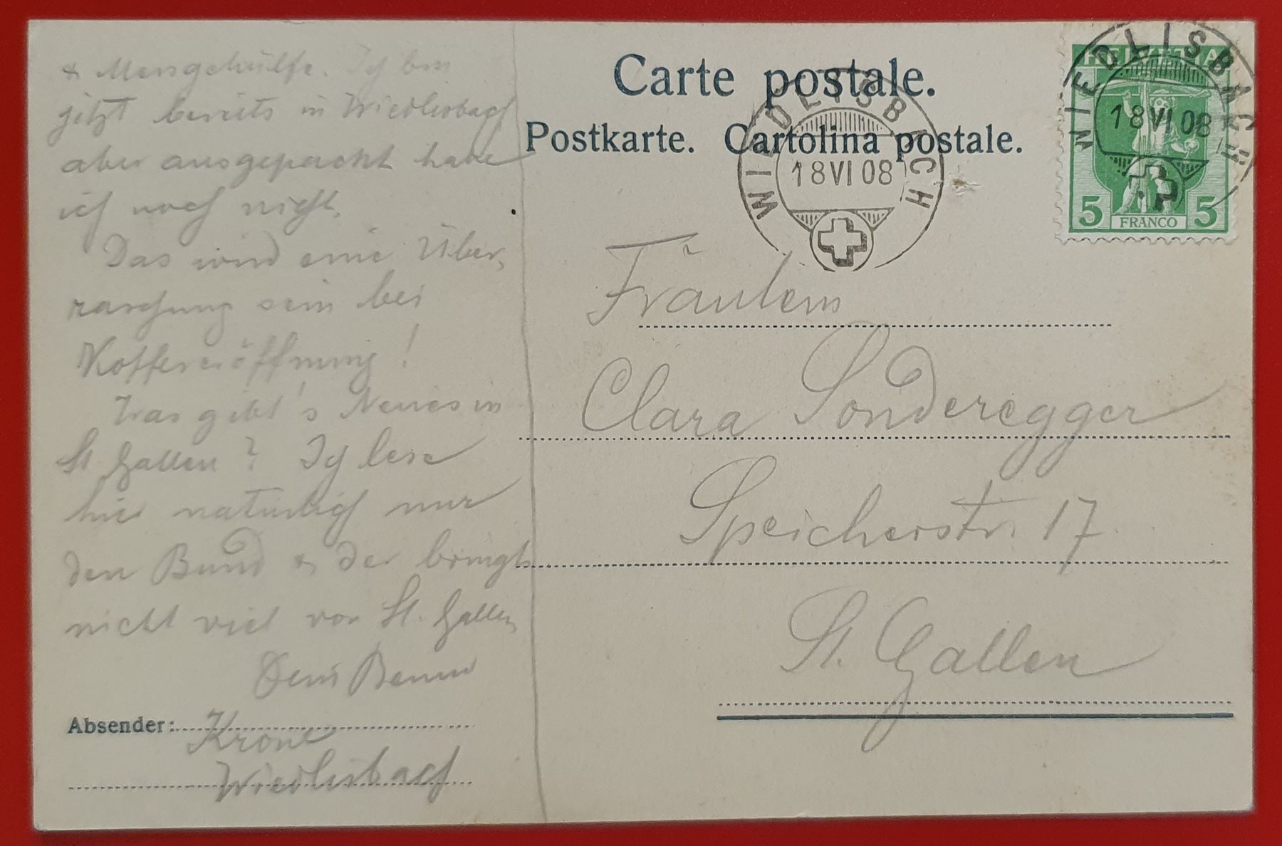 Cartoline postali: Oberbipp 1908 – Usato da Kreuzlingen venduto da Rschweiz1 1