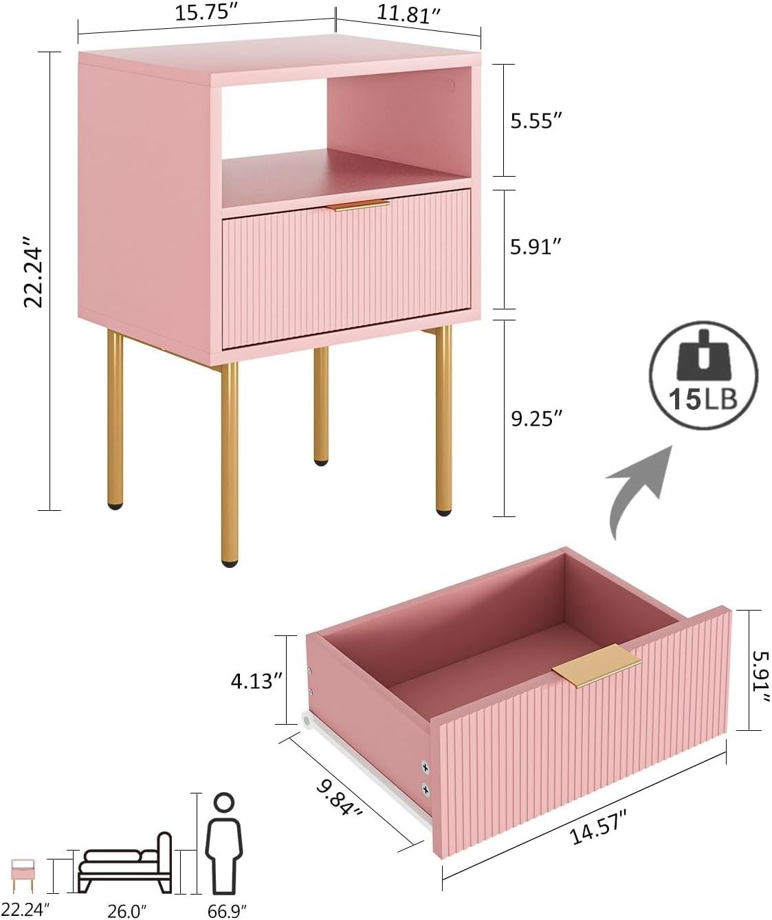 Nachttische: Pink bedside table - night stand – Neu (gemäss Beschreibung) aus Oberburg von aurora_ch 1