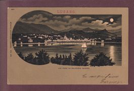 LUGANO - Vue prise du Belvédère Guidino - Clair de lune 1902