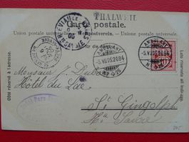 1884 BAHNPOST: THALWIL nach ST.GINGOLPH (VS) KARTE "Flüelen"
