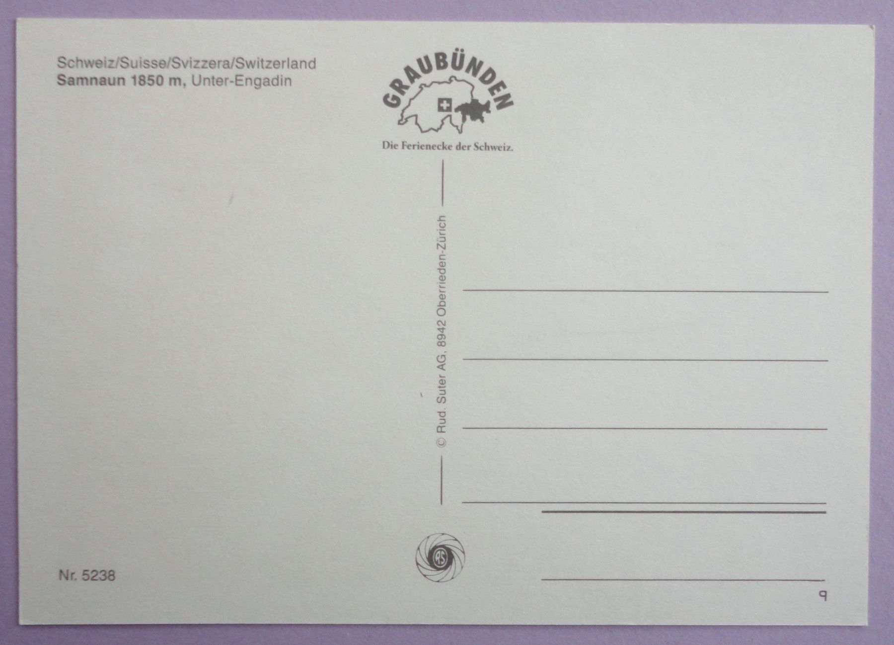 Cartoline postali: Samnaun 1850 m, Unter-Engadin – Usato da Fétigny venduto da Billy2miny 1