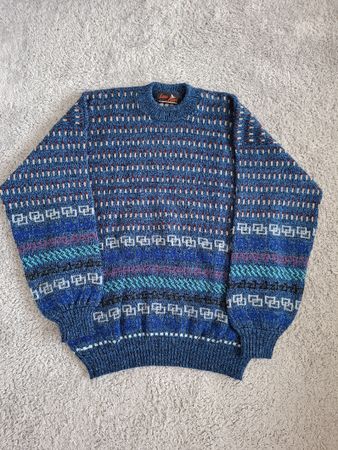 Pull Lane Sport à motifs géométriques bleu, en laine