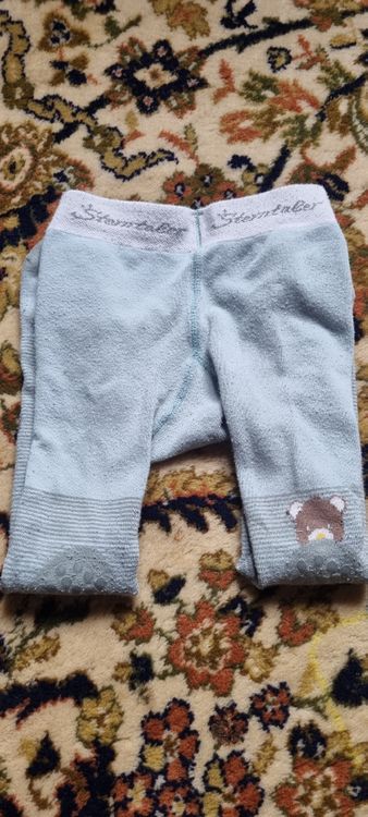 Collants D'Éveil Dinosaures Sterntaler Pour Bébé Garçon - Taille 74, Bleu Moyen, Avec Picots Antidérapants