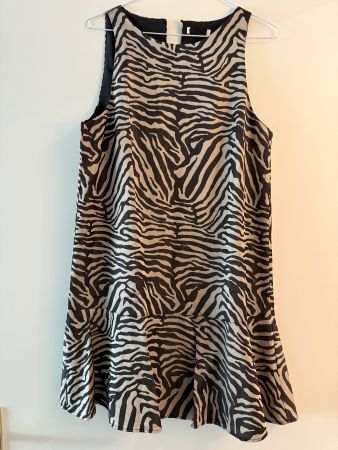 HM A-Linie Cocktail Party Kleid Zebraprint Volants Gr. 36 38