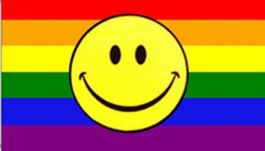 Fahne Regenbogen Smiley Neu