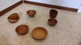 Holzschale, selbst gedrechselt, mit Rinden-Rand, Set: 2 Stk.
