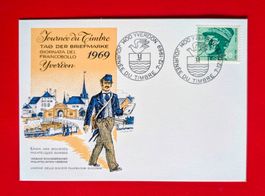 TAG DER BRIEFMARKE YVERDON VAUD KARTE GENERAL GUISAN 1969 N.