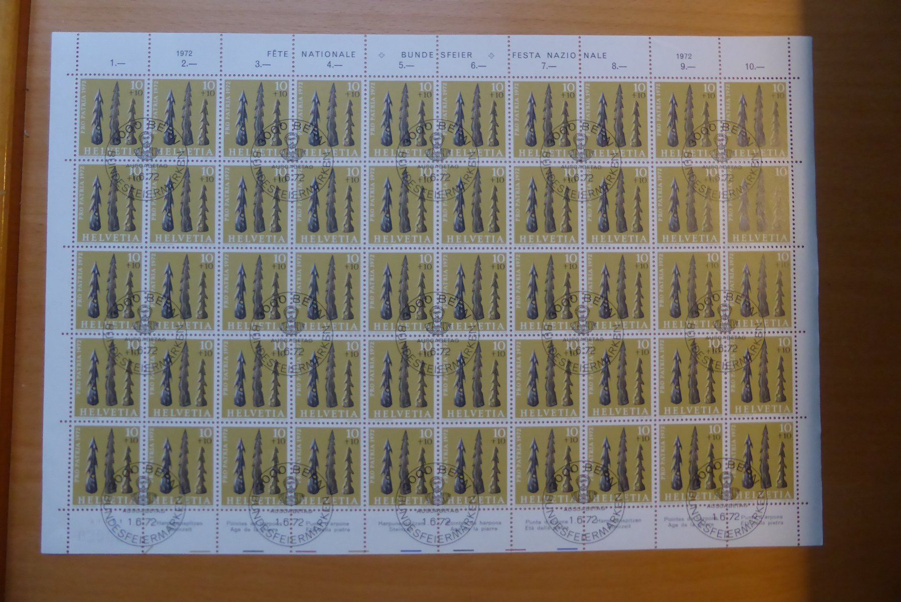 Alle Briefmarken: CH - Briefmarkenbogen - Pro Patria 1972 – Neu (gemäss Beschreibung) aus Brunnadern von lesezirkel