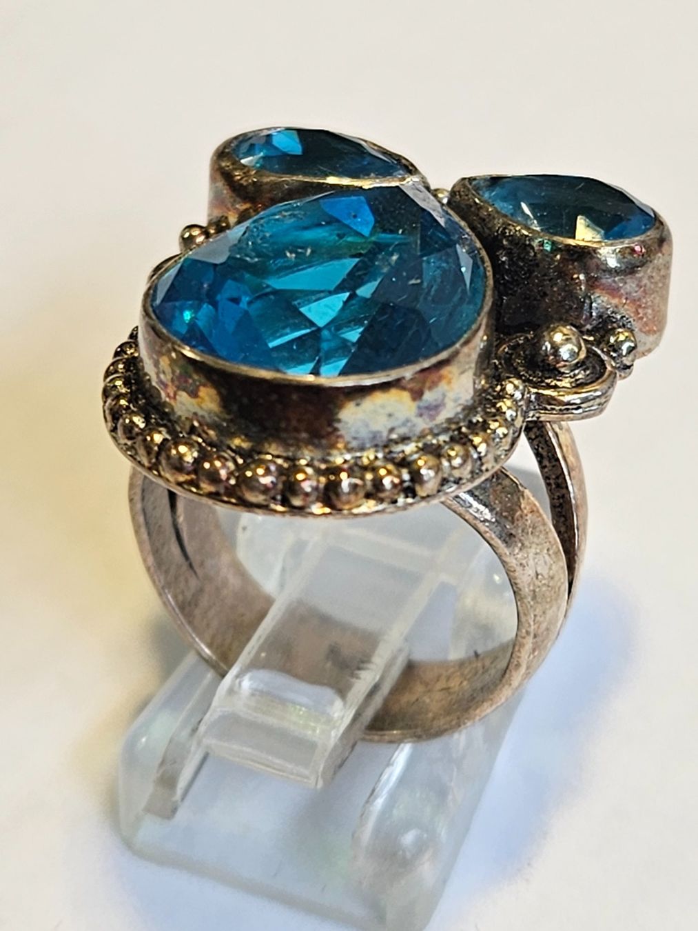 Anelli: Silberschmuck Ring mit blauen Steinen Grösse 54 – Nuovo (secondo la descrizione) da Zürich venduto da Bieter04 3