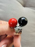 Dior Ring Kugel Rot Schwarz Zirkonia gebraucht