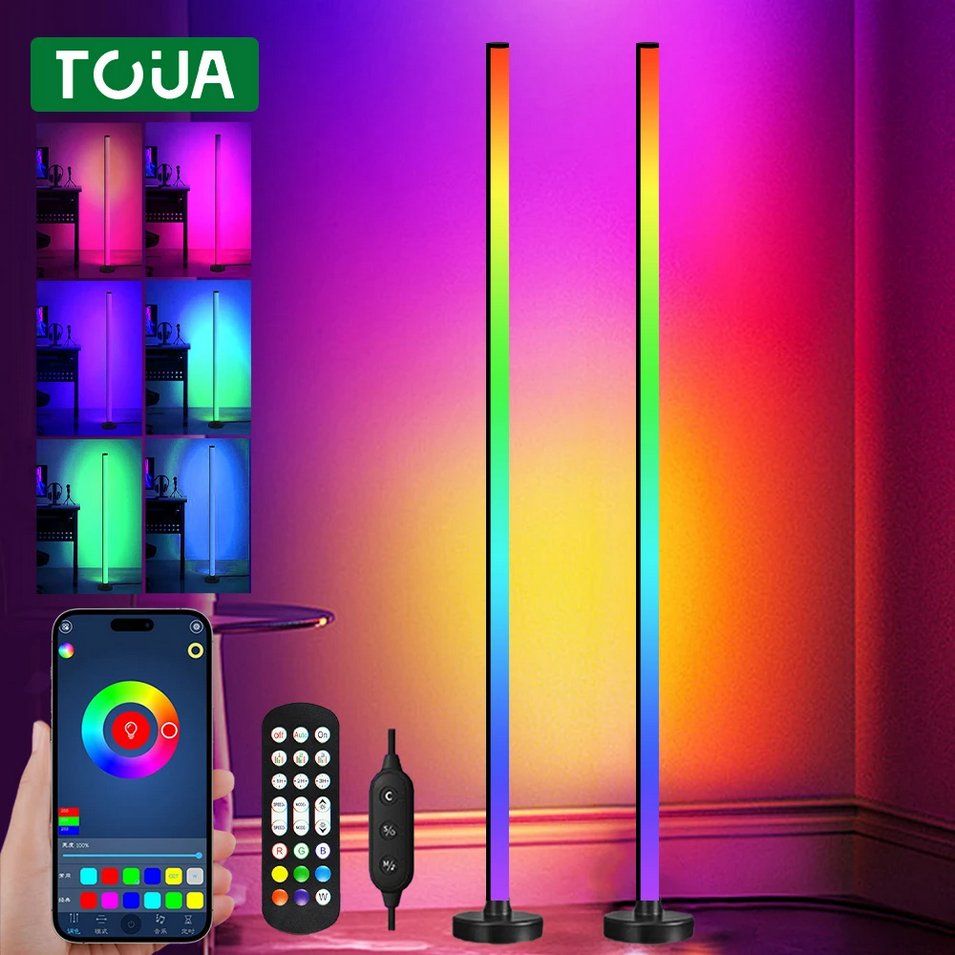 Lampen: LED RGB Stehlampe App-gesteuert mit Musik-Sync & Timer – Neu und originalverpackt aus Genève von Top-Trend 7
