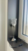 Tischlampe silber mit Glaskristall-Schir