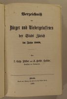 BÜRGER & NIEDERGELASSENE D. STADT ZÜRICH 1868