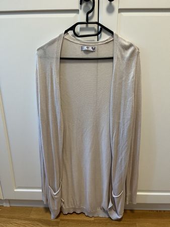 Dünne Strickjacke/ Cardigan AJC /Gr. 36/38 / beige/ hellrosa