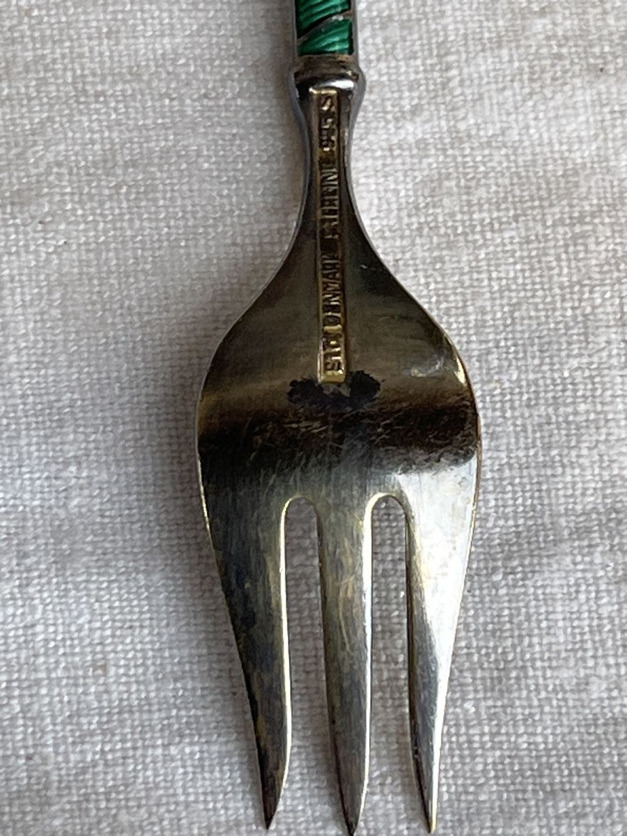 Forchette: Antike Emaillierte Cocktailgabel Sterling Silber – Usato da Brienz BE venduto da hey_z9vg 3