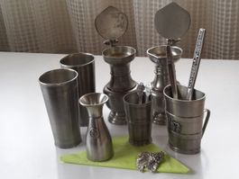 Zinn Frühstück Ensemble: 2 St.Becher 2 St.Krug  St.3 Karaffe