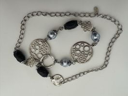 Kette Cecile, blau-silver, mit Fantasieobjekten