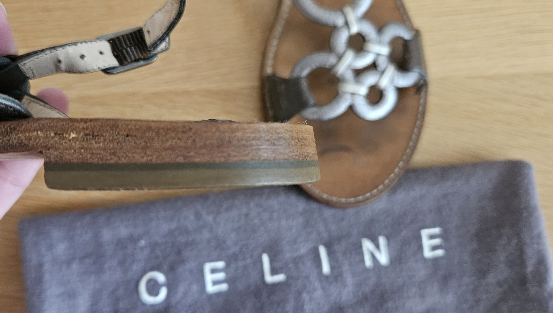 Celine Scarpe da donna: Sandales CÉLINE, taille 38.5, bronze irisé – Usato da St-Légier-Chiésaz venduto da myrtille74 4