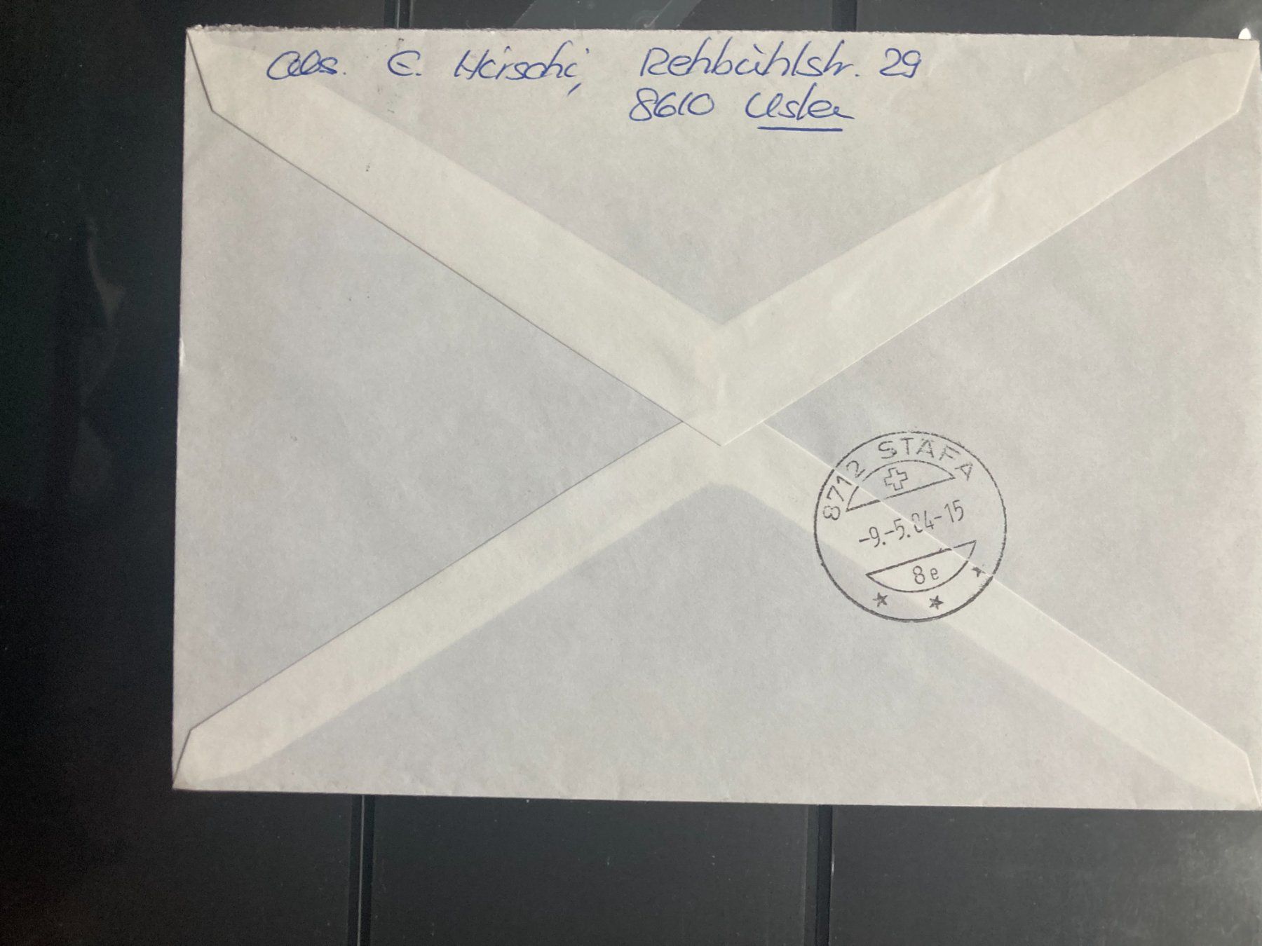 Alle Briefmarken: Schweiz 1984 Eil-Brief 4.5 Fr. Steinbock 8610 Uster – Gebraucht aus Liestal von schnueps 1