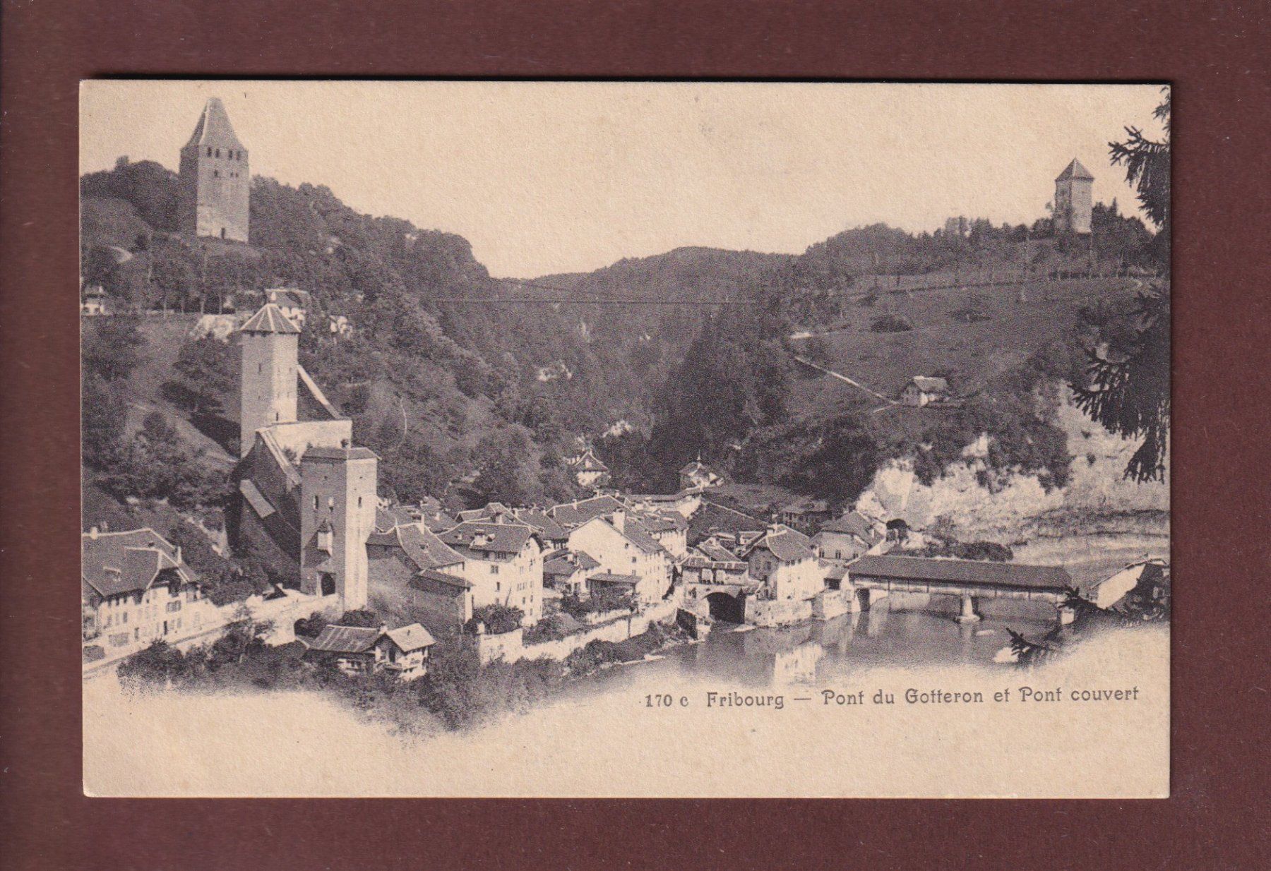 Cartoline postali: FRIBOURG - Pont du Gotteron et Pont couvert – Usato da Pully venduto da nicecards
