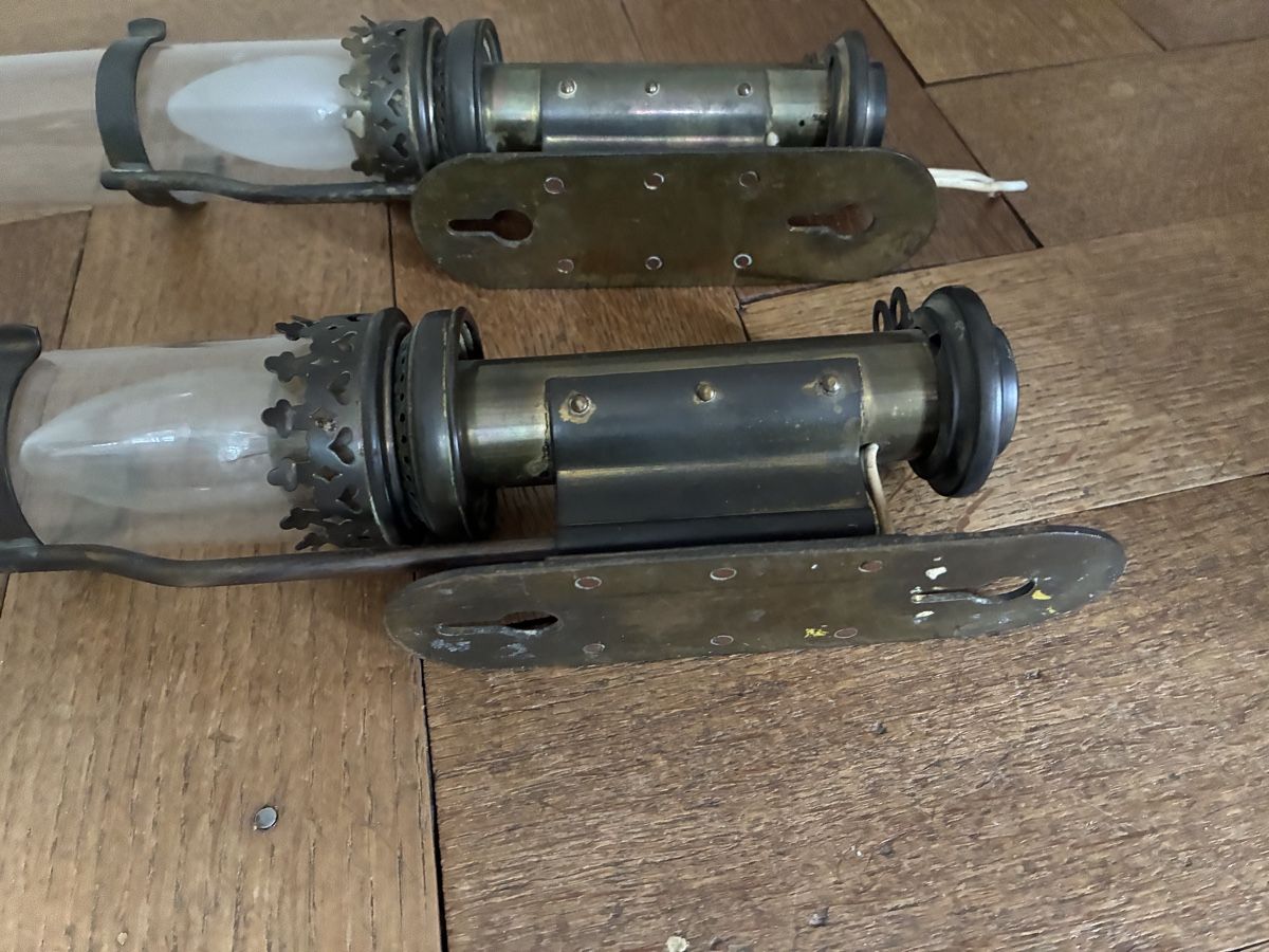 Lampen: Antike Eisenbahn-Wandlampen Messing – Gebraucht aus Riehen von J.-M. 3