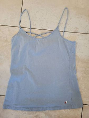 Damen Top Shirt hellblau Spaghettiträger Grösse 36/38