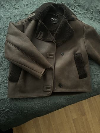 Zara Faux Shearling Jacket Brown Size XXS Good Condition