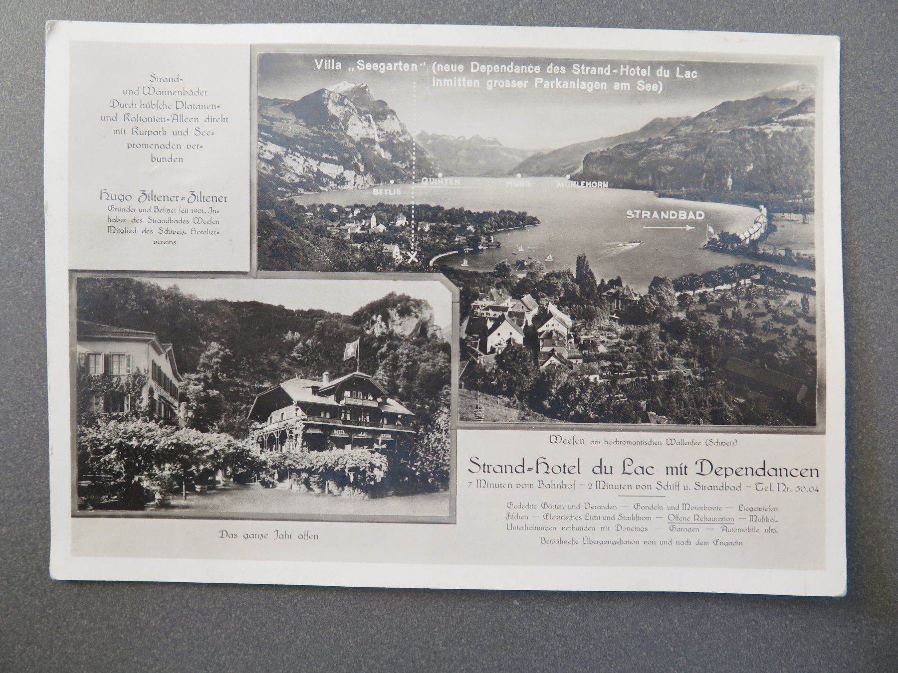 Cartoline postali: WEESEN - STRAND-HOTEL DU LAC MIT DEPENDENDANCEN – Usato da Wittenbach venduto da lipasal